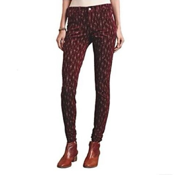 Anthropologie Pilcro & the Letterpress Printed Serif Skinny Corduroy Pants 28 - Picture 2 of 7